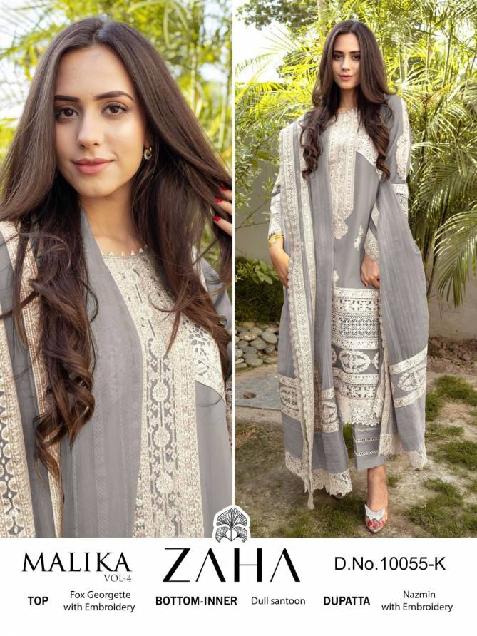 Malika Vol 4 By Zaha Designer Pakistani Suits Catalog
